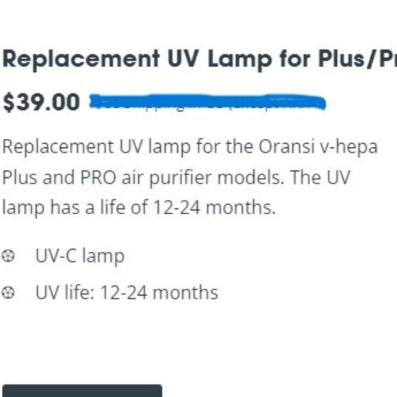REPLACEMENT UV LAMP FOR ORANSI V-HEPA PLUS AND PRO AIR PURIFIER MODELS - Picture 5 of 7